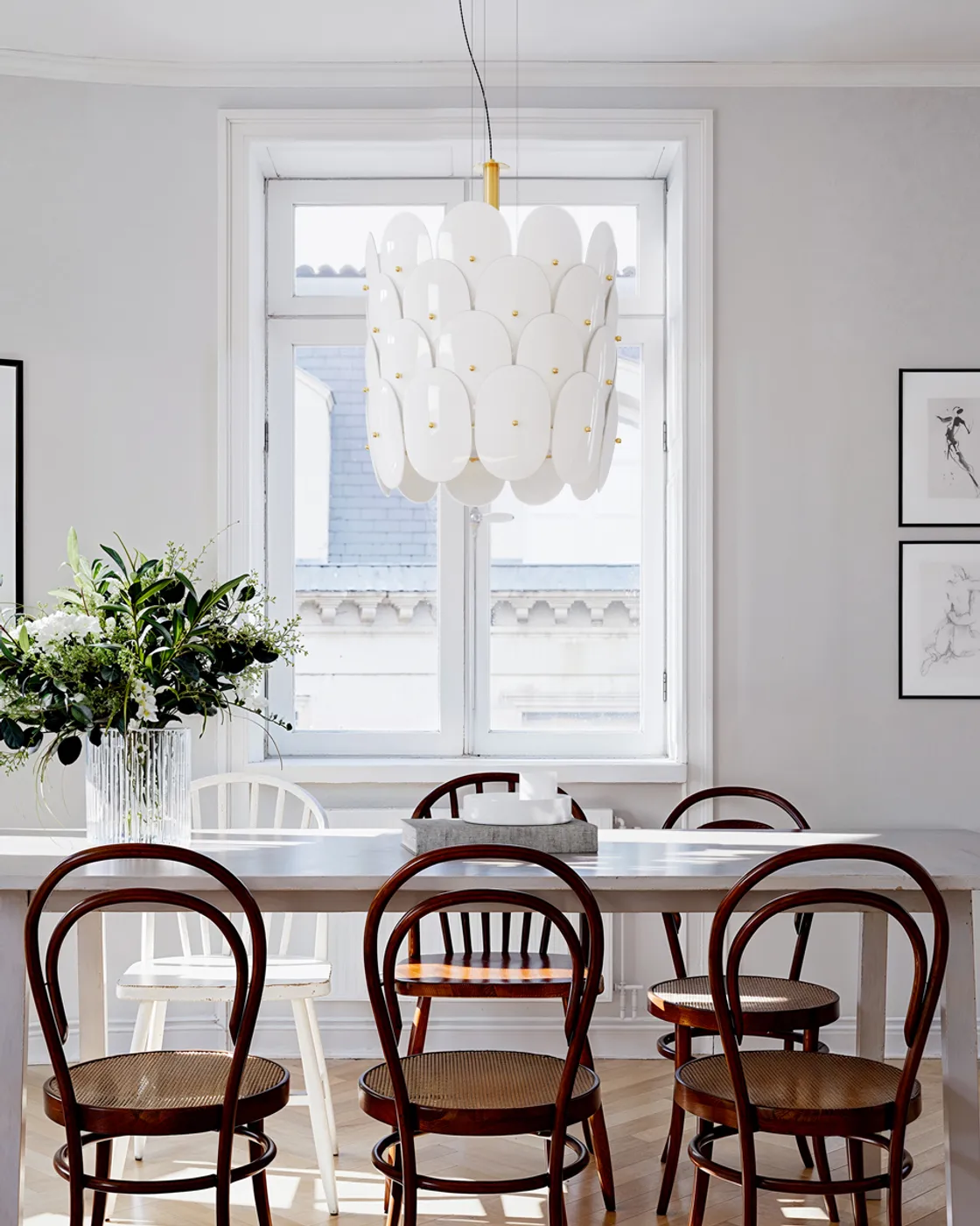 Omlott taklampa Ø50 cm, Mässing-vit By Rydéns