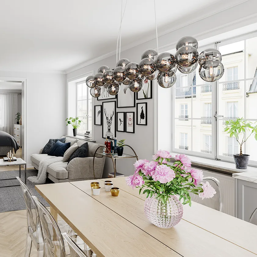 Splendor Bar taklampa, Krom-rökgrå By Rydéns