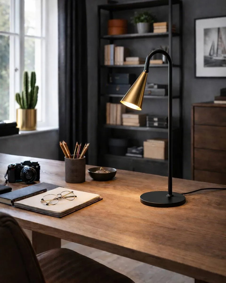 Spline bordslampa, Svart-mässing, 55 cm By Rydéns