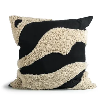 Fluffy kudde - Black-beige, 50x50 cm - Byon