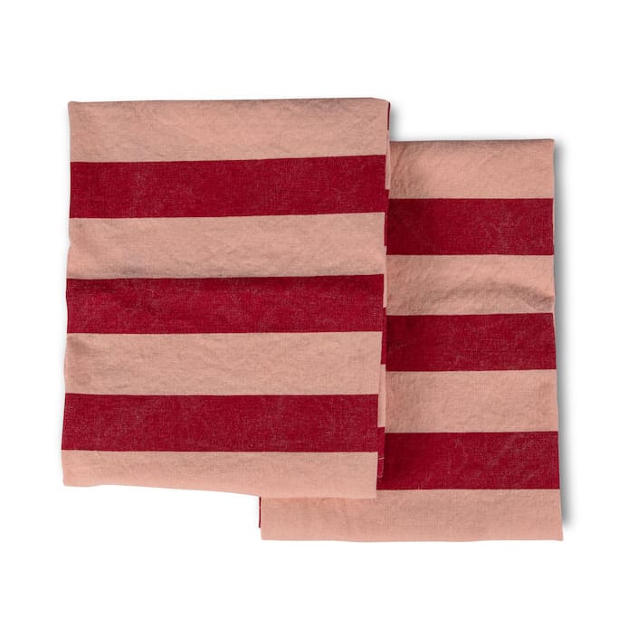 Leya stripe kökshandduk 50x70 cm 2-pack, Röd-rosa Byon
