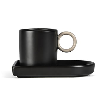 Byon Niki espressokopp med fat Black-beige