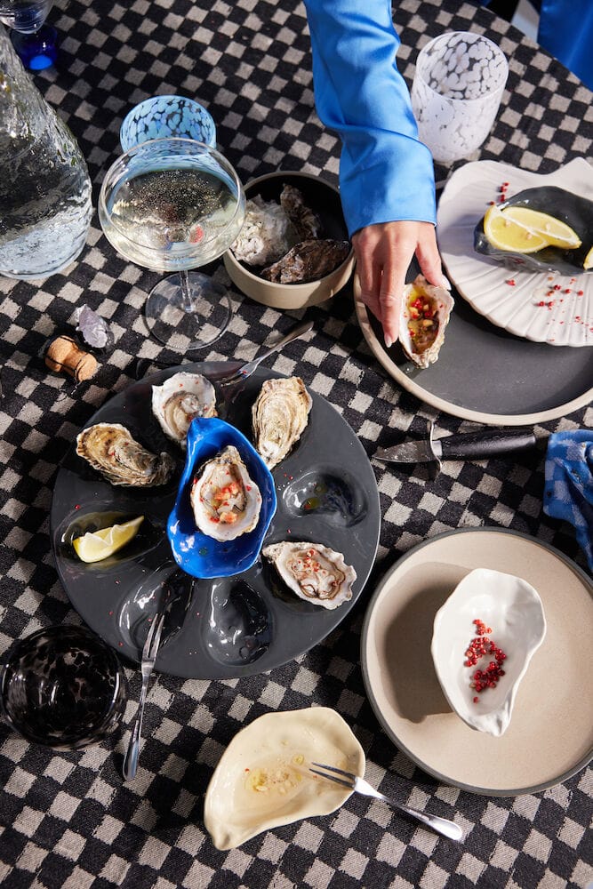 Oyster serveringsskål, Grå Byon