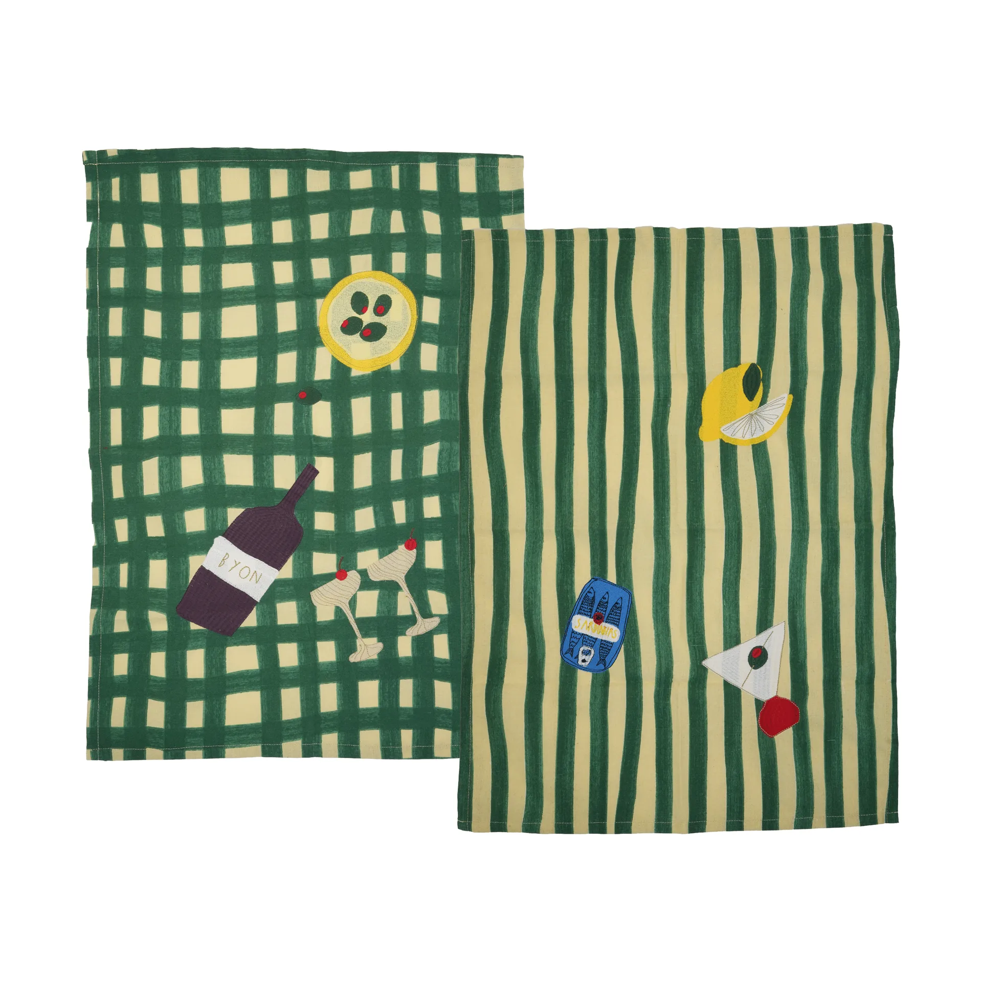 Sera kökshandduk 2-pack, Grön, 50x70 cm Byon