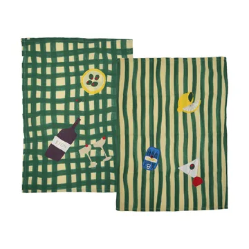 Sera kökshandduk 2-pack - Grön, 50x70 cm - Byon