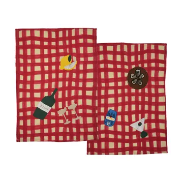 Sera kökshandduk 2-pack - Röd, 50x70 cm - Byon
