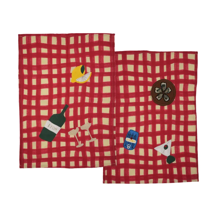 Sera kökshandduk 2-pack - Röd, 50x70 cm - Byon