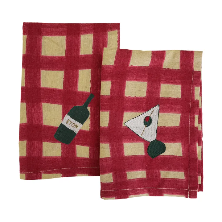 Sera servett 2-pack - Röd, 45x45 cm - Byon