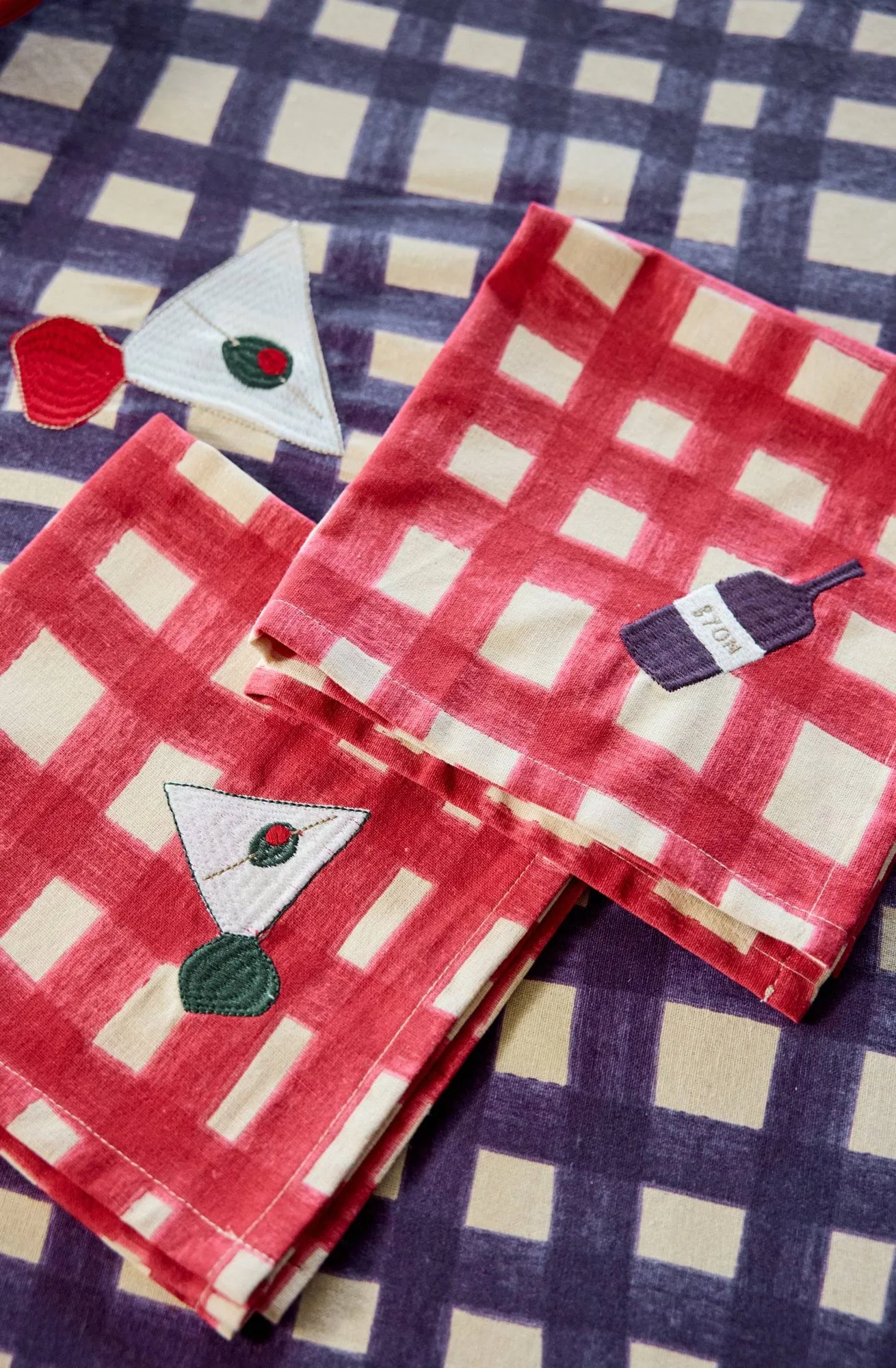 Sera servett 2-pack, Röd, 45x45 cm Byon