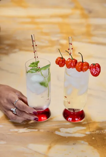 Spice högt dricksglas 38 cl 2-pack - Klar-röd - Byon