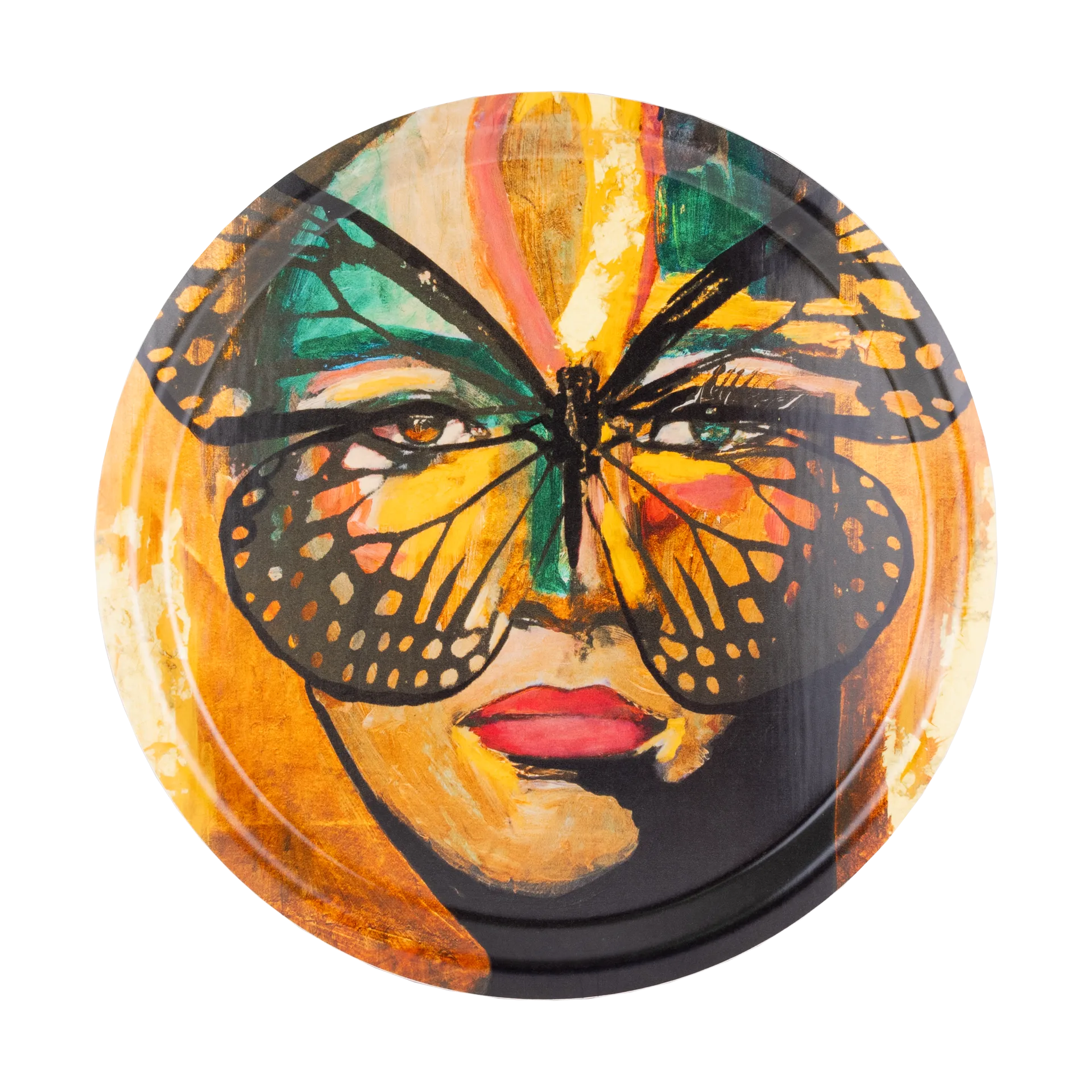Golden Butterfly bricka Ø31 cm, Orange-black Carolina Gynning