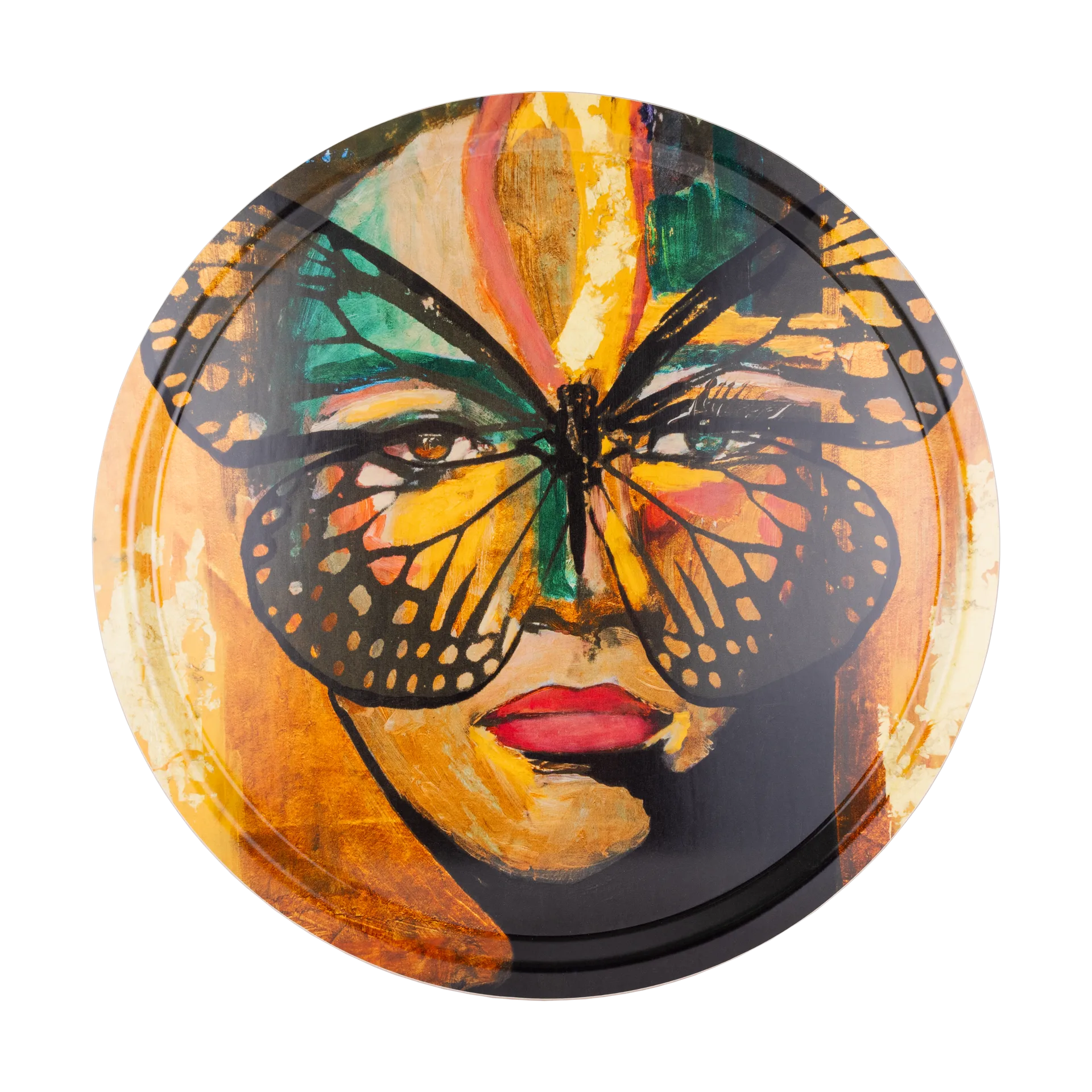 Golden Butterfly bricka Ø46 cm, Orange-black Carolina Gynning