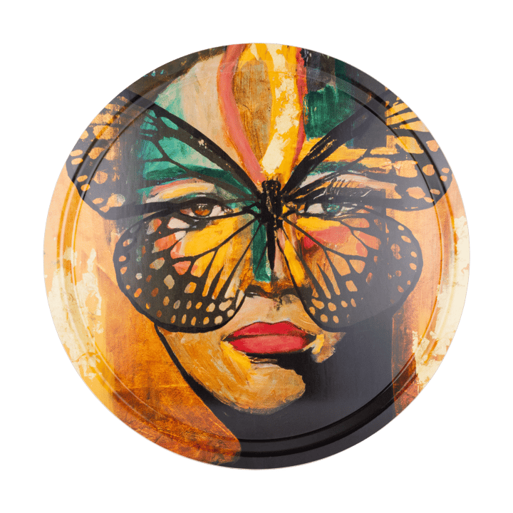 Golden Butterfly bricka Ø46 cm - Orange-black - Carolina Gynning