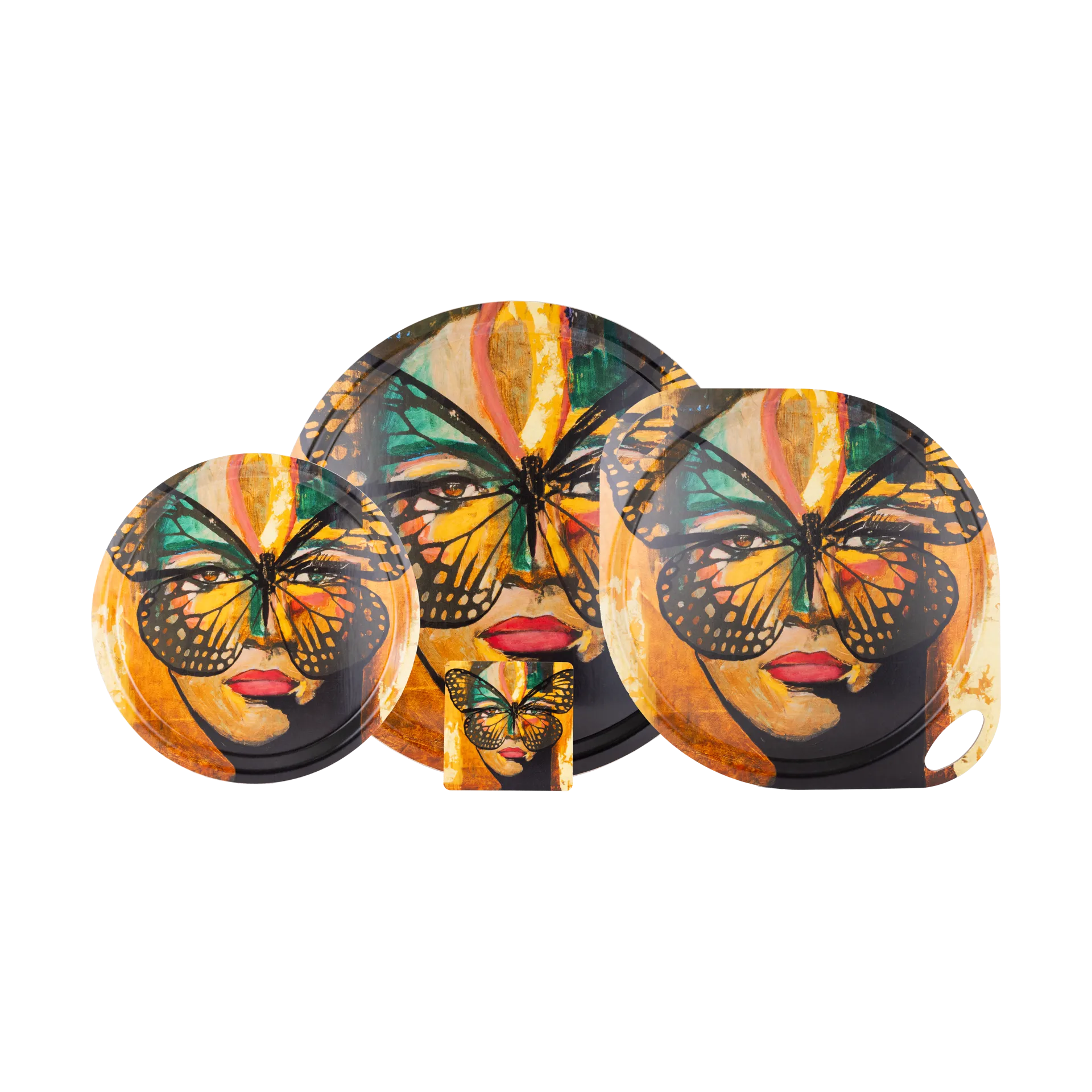 Golden Butterfly bricka Ø46 cm, Orange-black Carolina Gynning