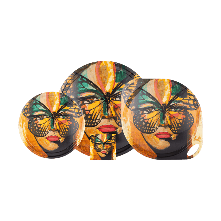 Golden Butterfly bricka Ø46 cm, Orange-black Carolina Gynning