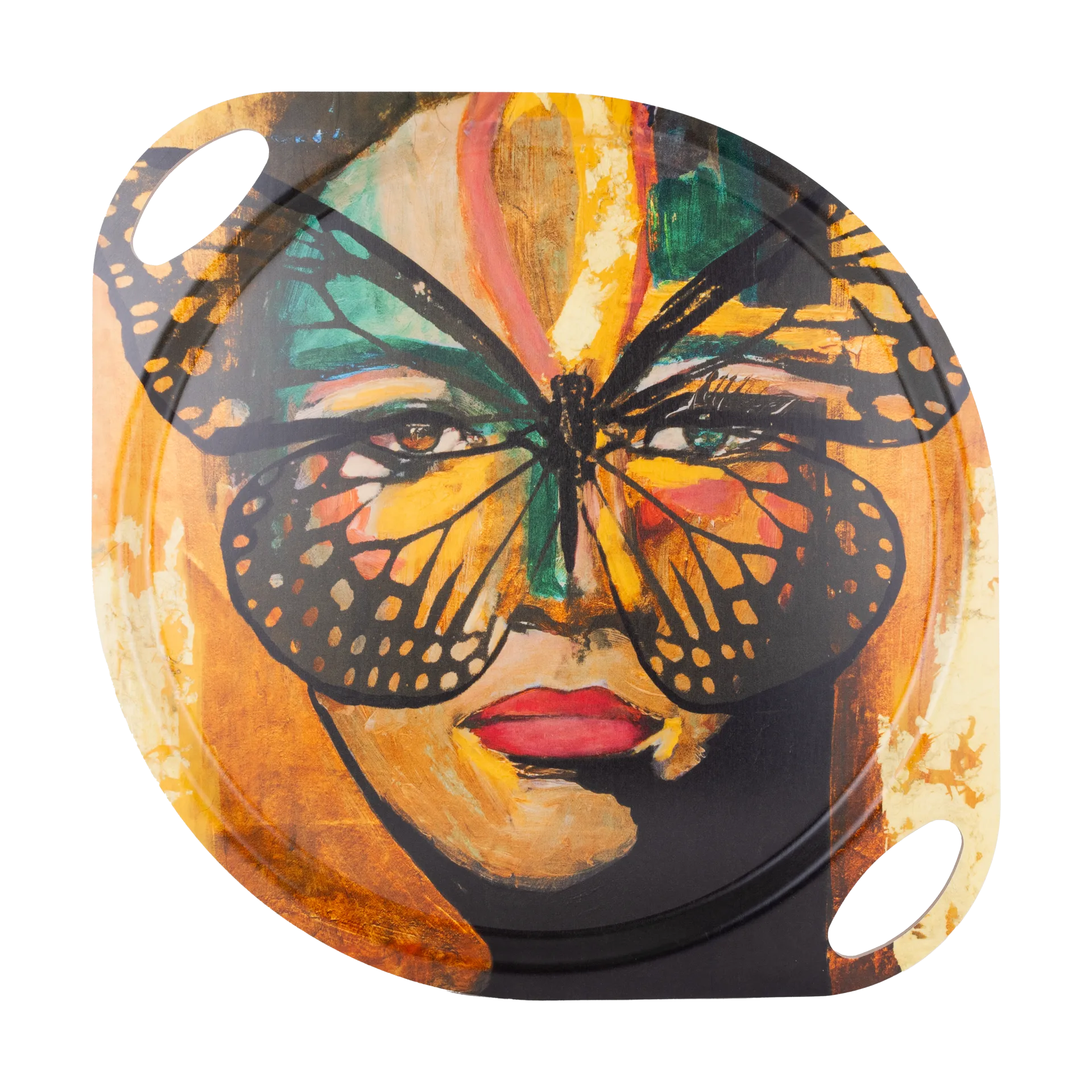 Golden Butterfly bricka med handtag 38x47 cm, Orange-black Carolina Gynning