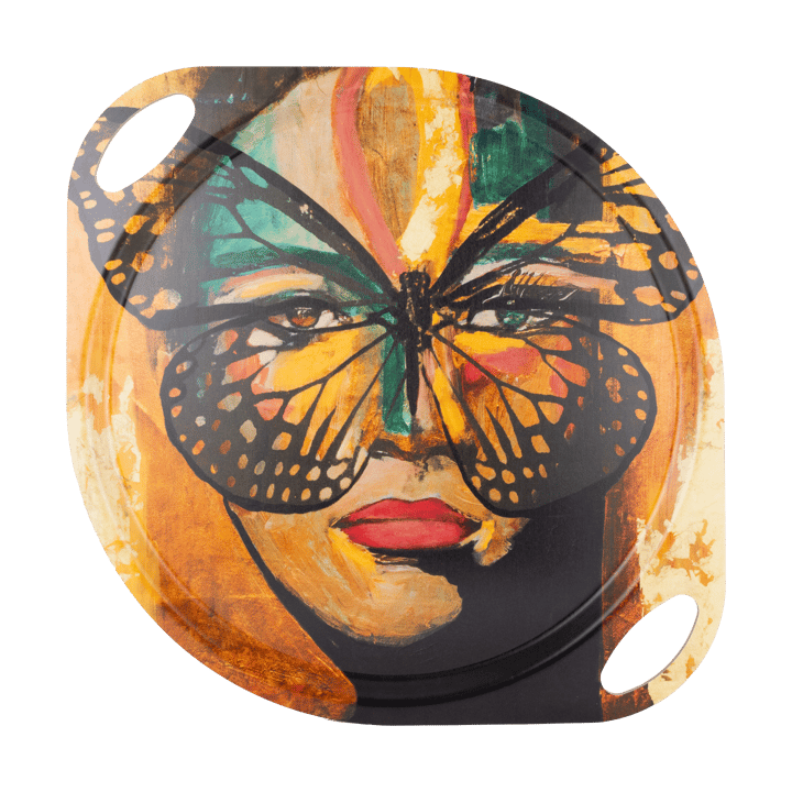 Golden Butterfly bricka med handtag 38x47 cm - Orange-black - Carolina Gynning