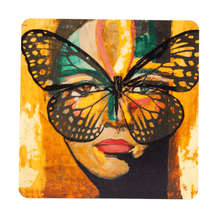 Golden Butterfly glasunderlägg 9x9 cm, Orange-black Carolina Gynning