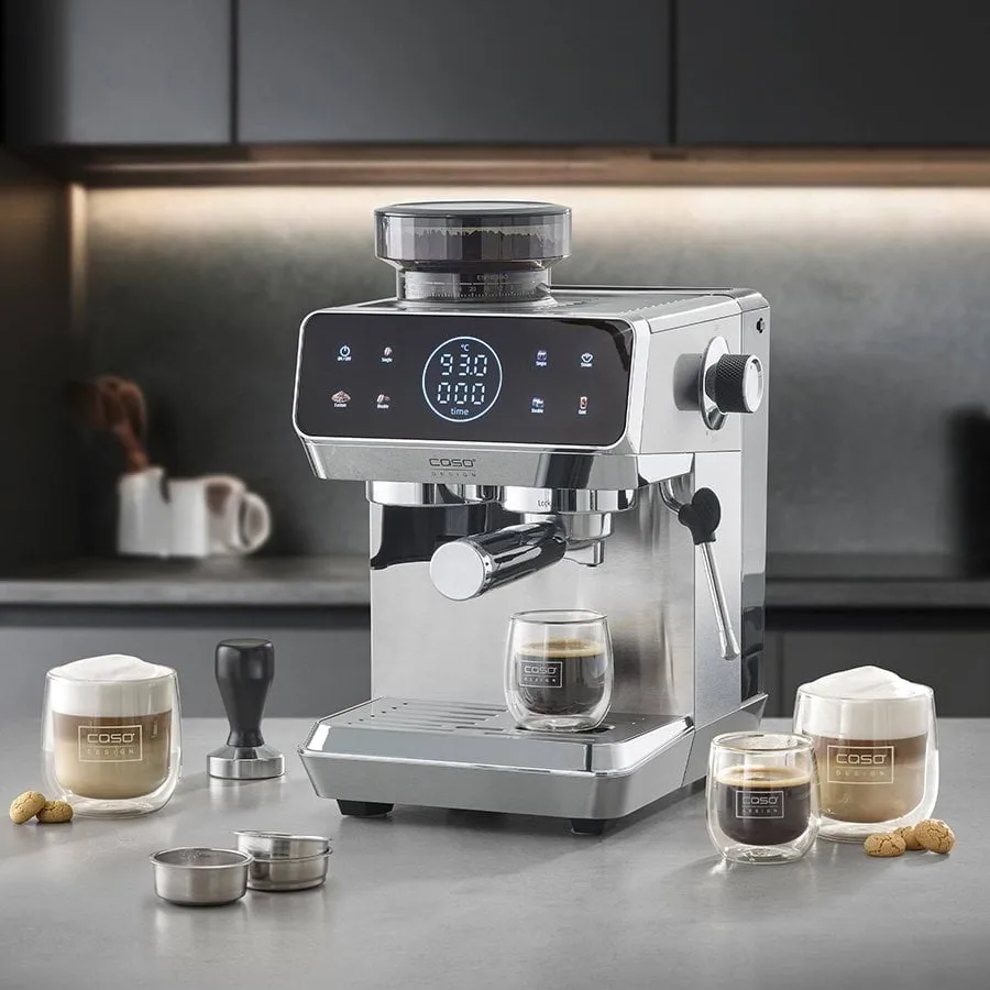 Caso Gourmet espressomaskin med kvarn, Stål Caso