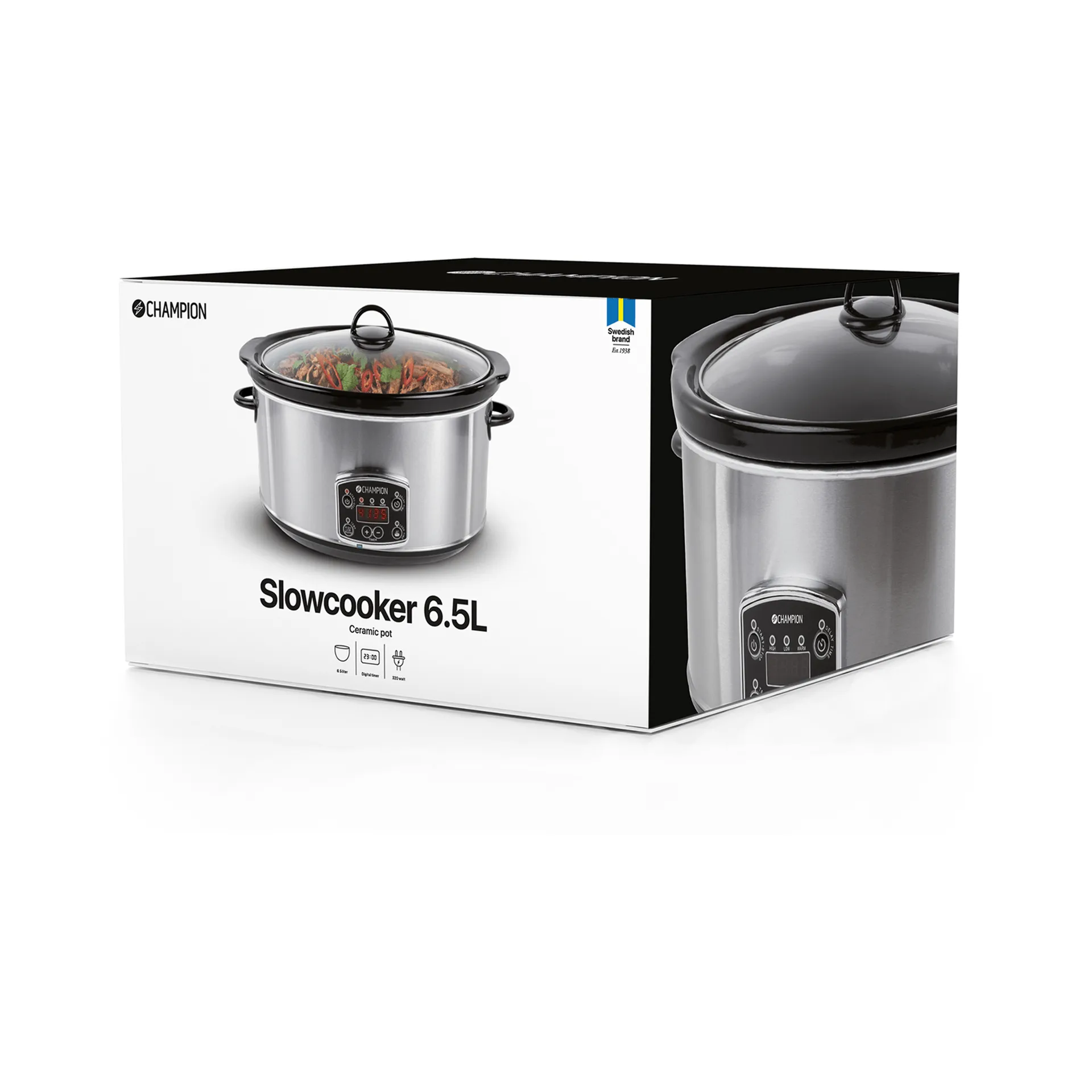 Champion slowcooker, Rostfritt stål, 6,5 L Champion