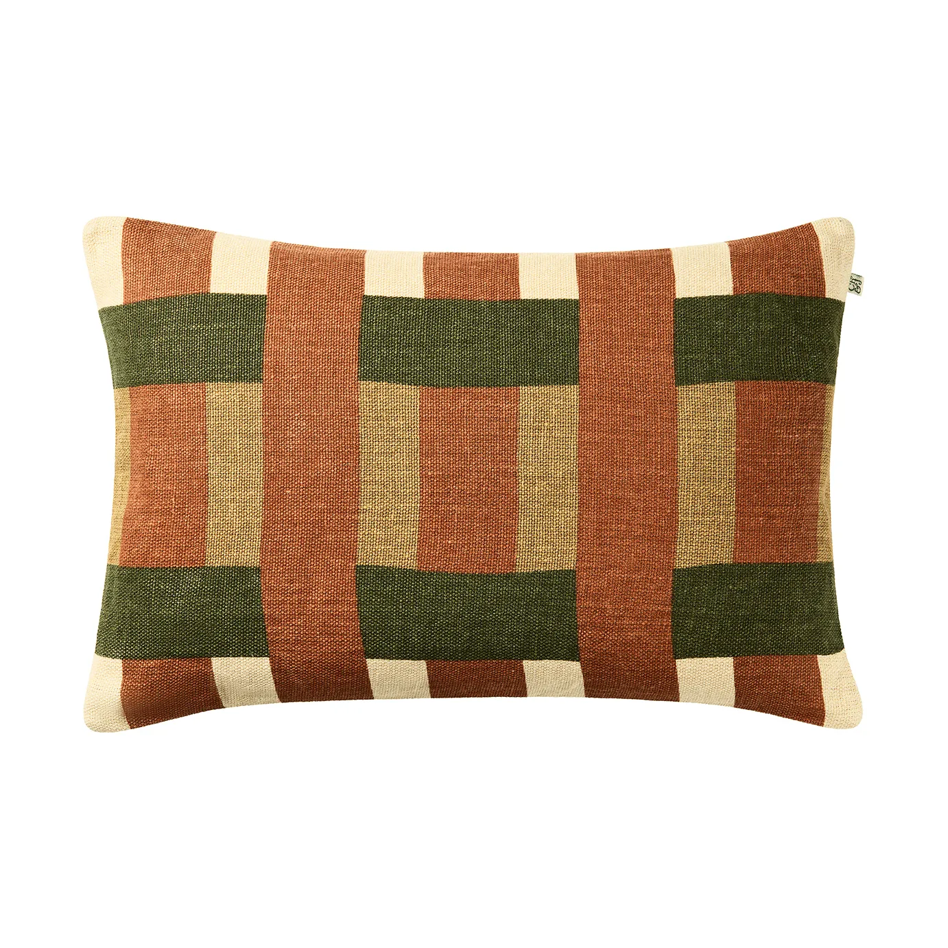 Benaras kuddfodral, Apricot Orange-Khaki-Cactus Green, 40x60 cm Chhatwal & Jonsson