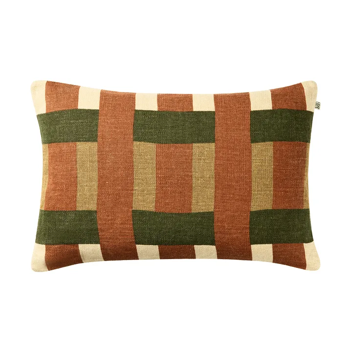 Benaras kuddfodral - Apricot Orange-Khaki-Cactus Green, 40x60 cm - Chhatwal & Jonsson