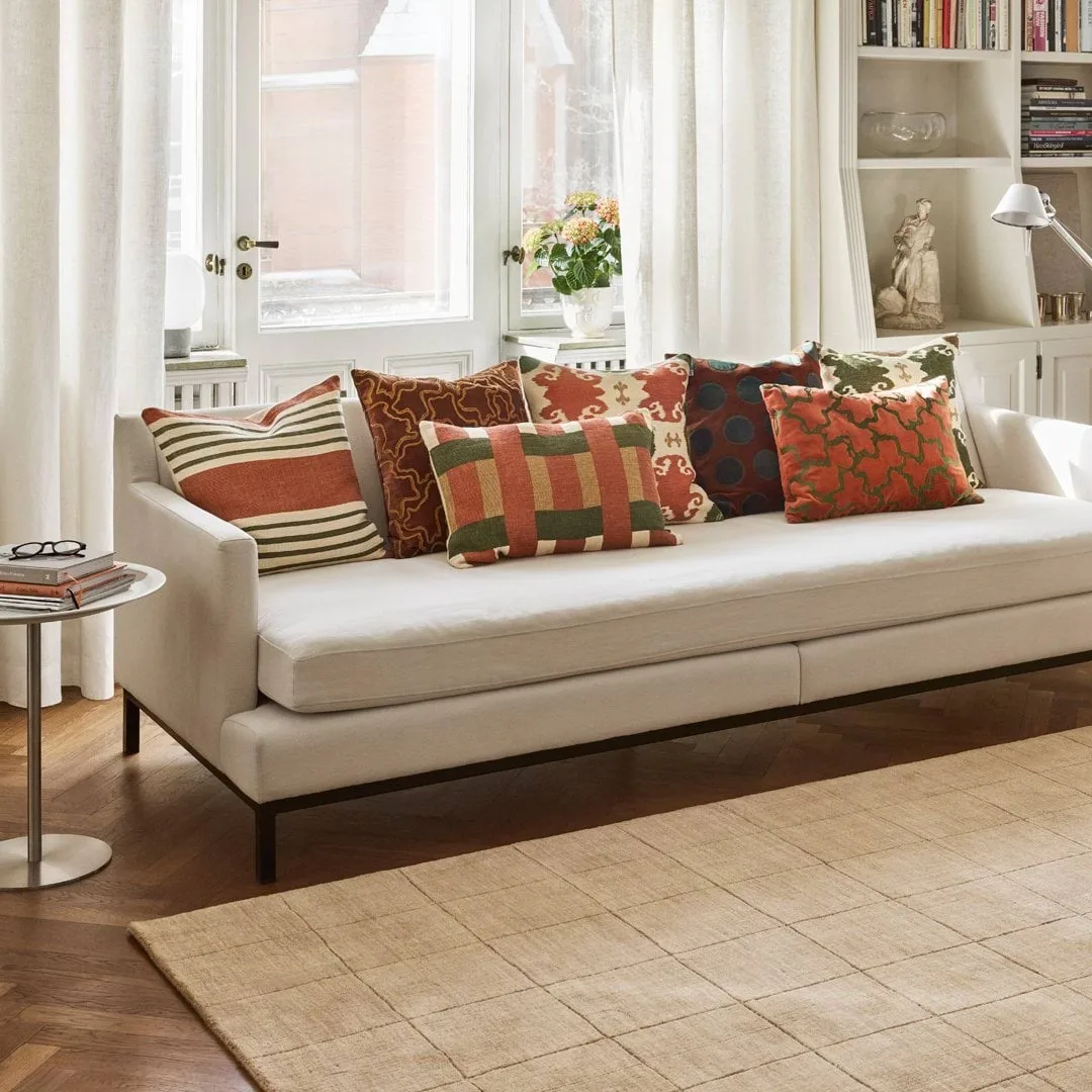 Benaras kuddfodral, Apricot Orange-Khaki-Cactus Green, 40x60 cm Chhatwal & Jonsson