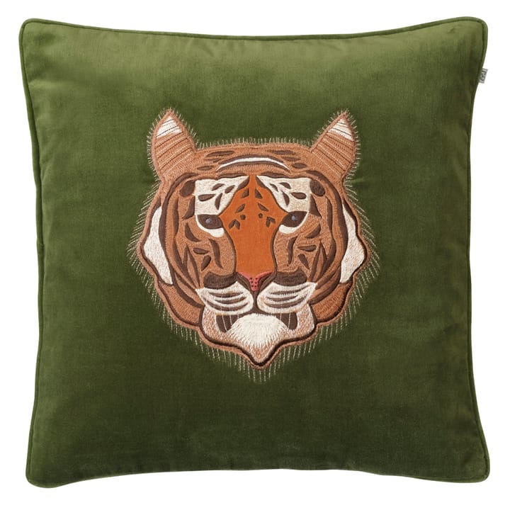 Embroidered Tiger kuddfodral 50x50 cm, Cactus green Chhatwal & Jonsson
