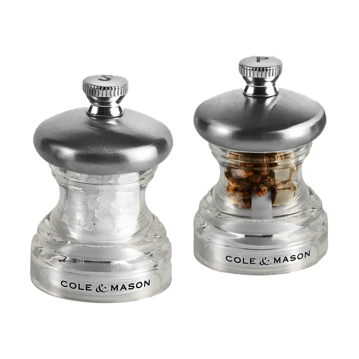 Button salt-och pepparkvarn set 6,5 cm - Transparent - Cole & Mason