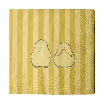 Chubby chicken stripe pappersservett 20-pack - Creme, 33x33 cm - DBKD