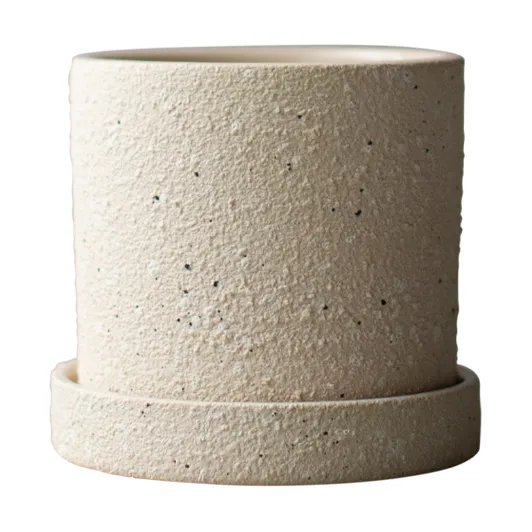 DBKD Grow kruka Ø10 cm med fat Creme structure