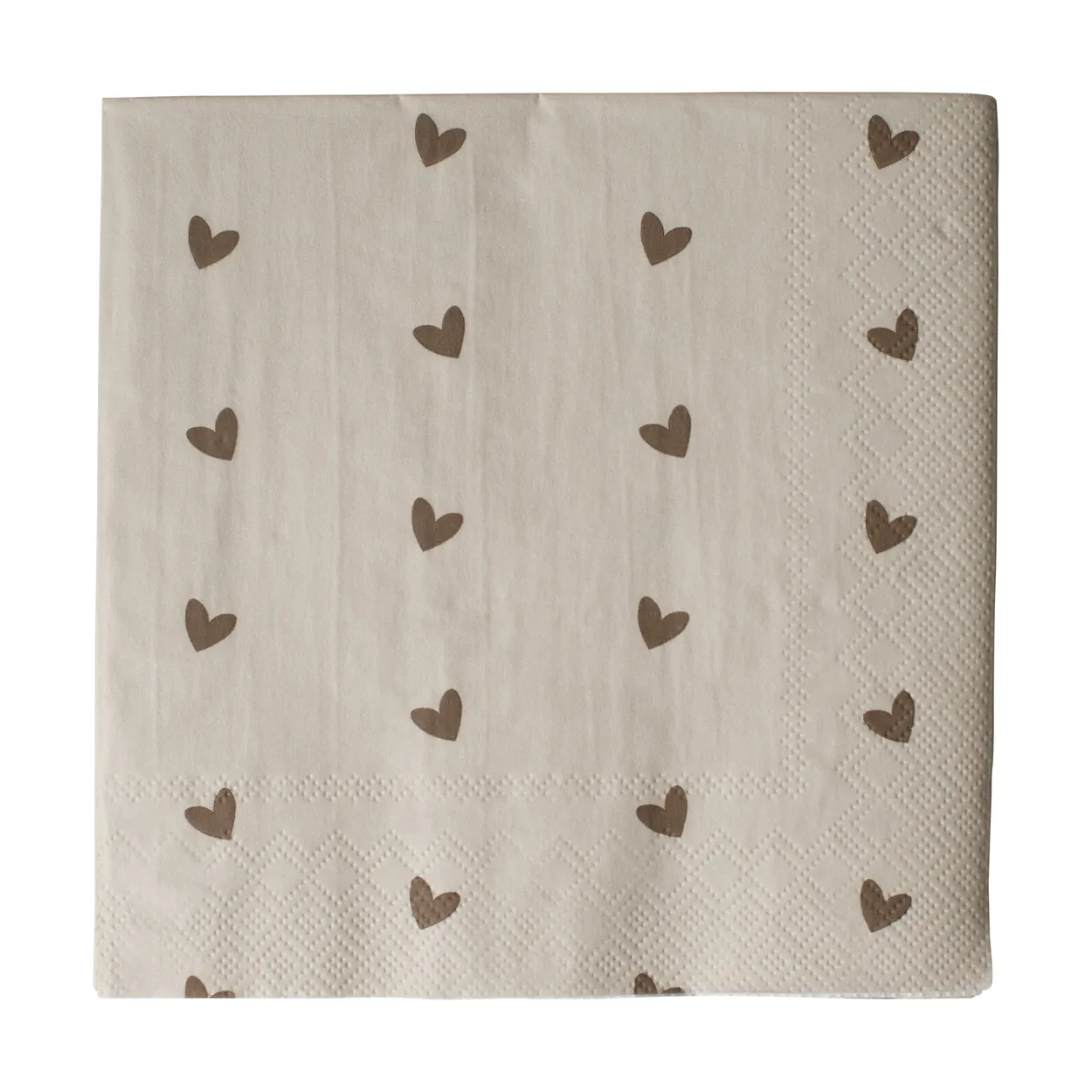 DBKD Heart pappersservett 33×33 cm 20-pack Brown-beige