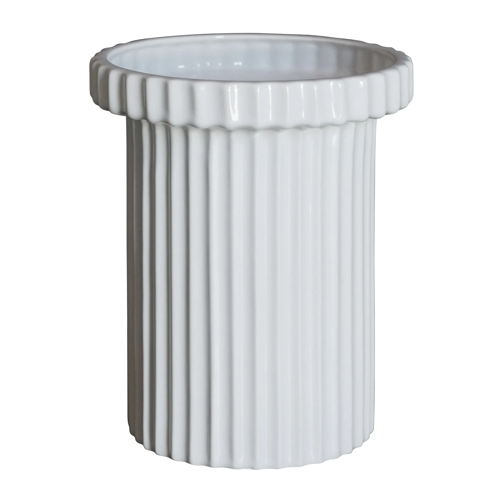 Stripe kruka liten h18 cm Ø12 cm, Shiny white DBKD