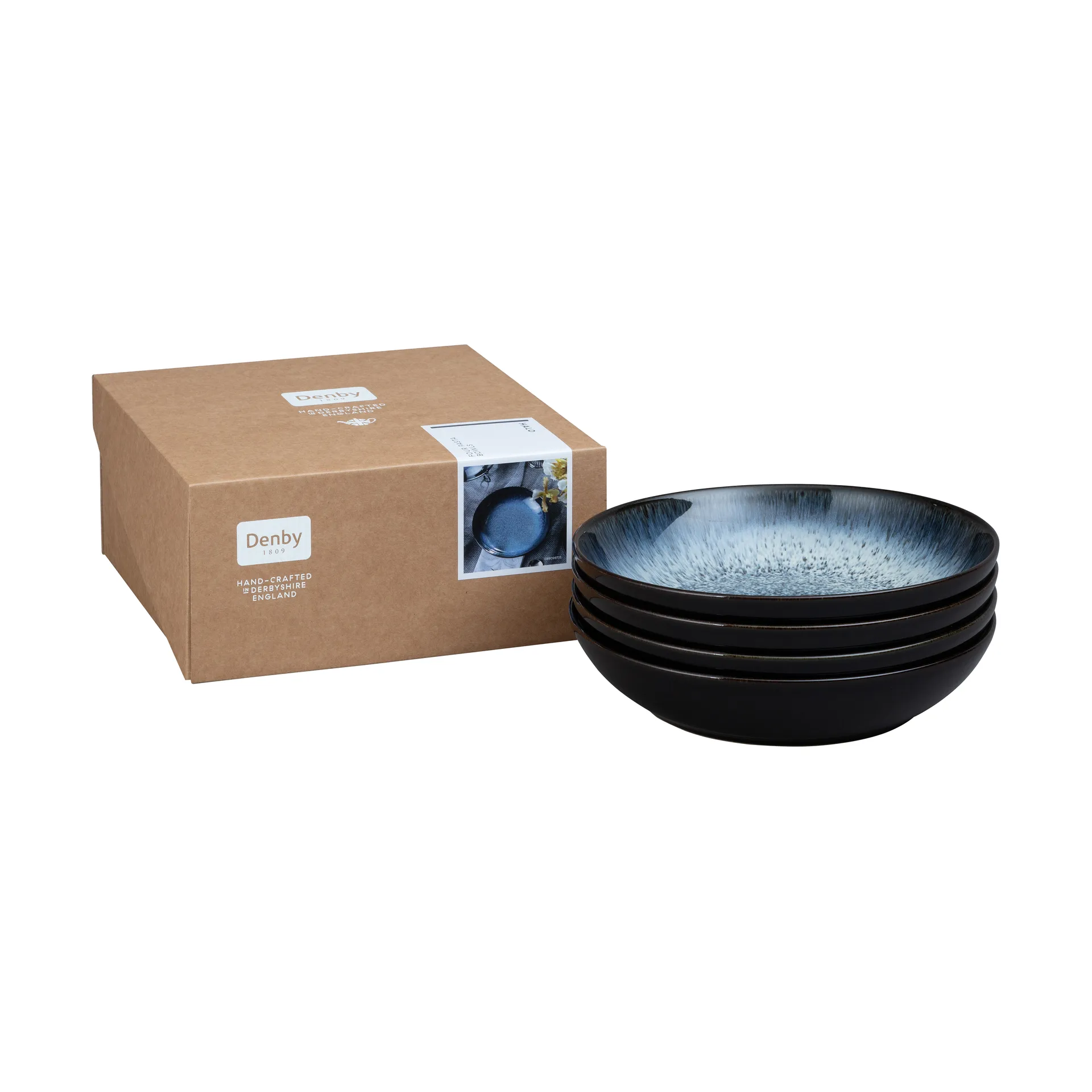 Halo pastaskål 22 cm 4-pack, Blå-grå-svart Denby