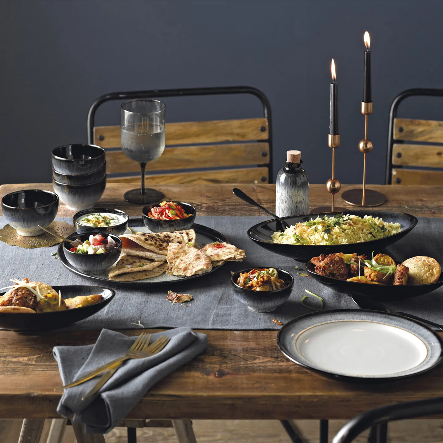 Halo skål 10,5 cm, Blå-grå-svart Denby