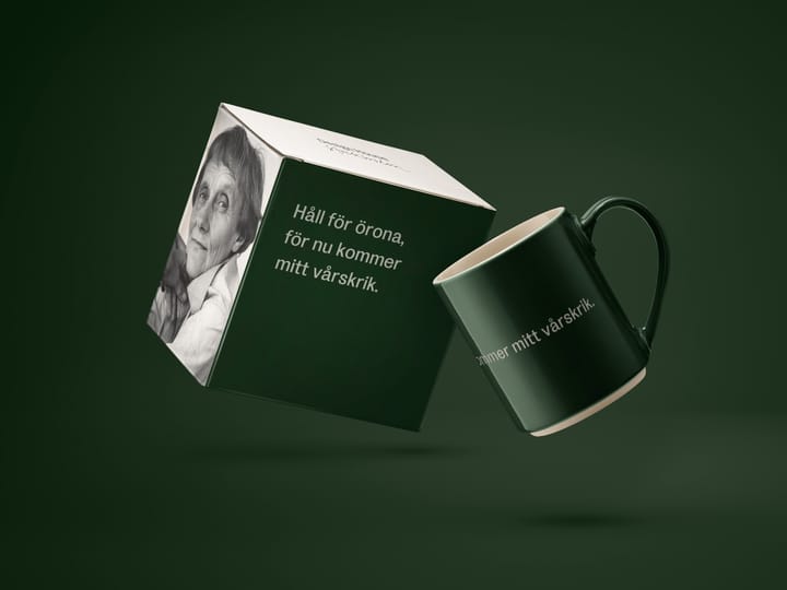 Astrid Lindgren mugg, håll för örona, Svenskt text Design House Stockholm