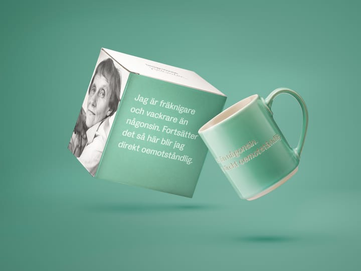 Astrid Lindgren mugg, jag är fräknigare, svensk text Design House Stockholm