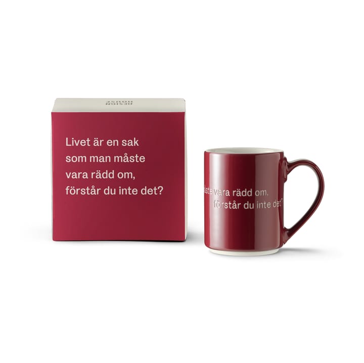 Astrid Lindgren mugg, livet är en sak, Svensk text Design House Stockholm