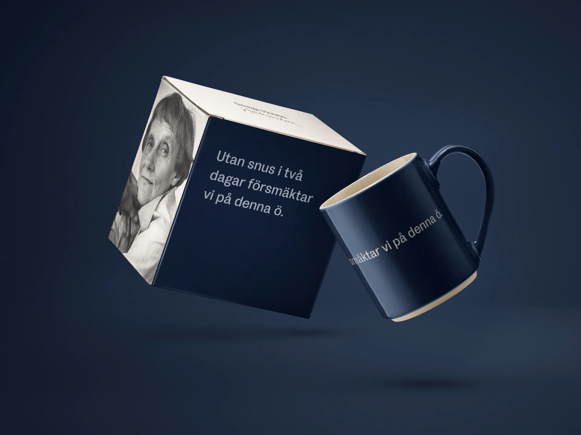 Astrid Lindgren mugg, utan snus i två dagar, Svensk text Design House Stockholm