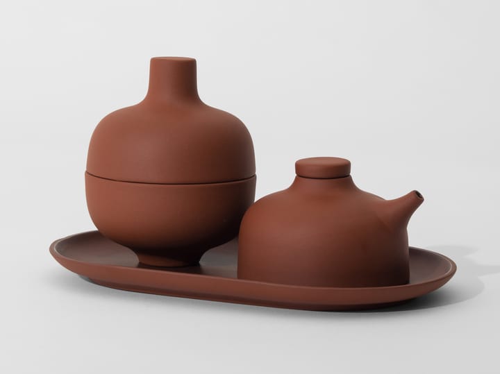 Sand tallrik oval 12,5x20 cm, Red clay Design House Stockholm