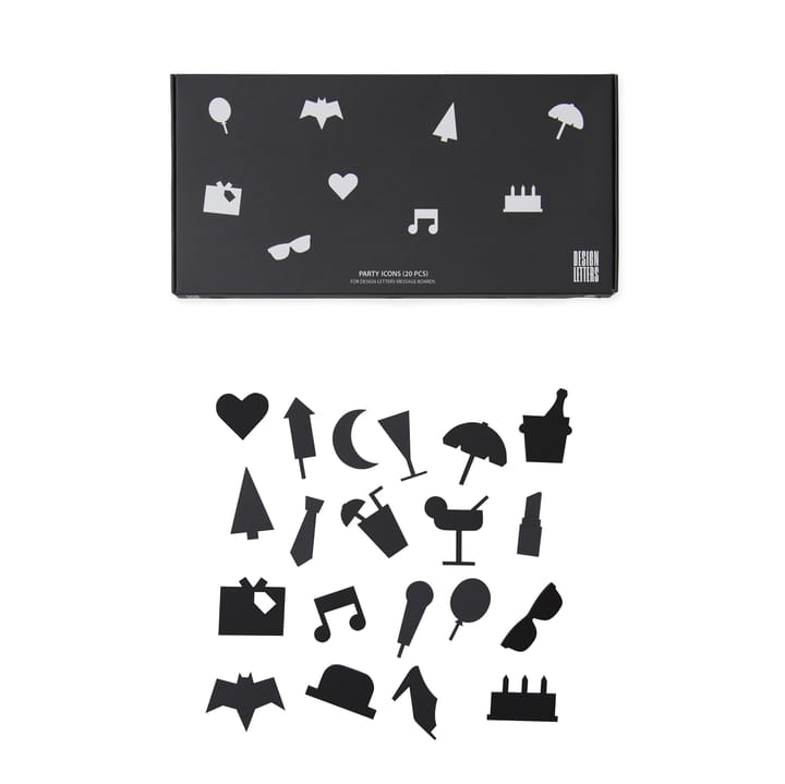 Party icons till anslagstavla 20 delar, svart Design Letters