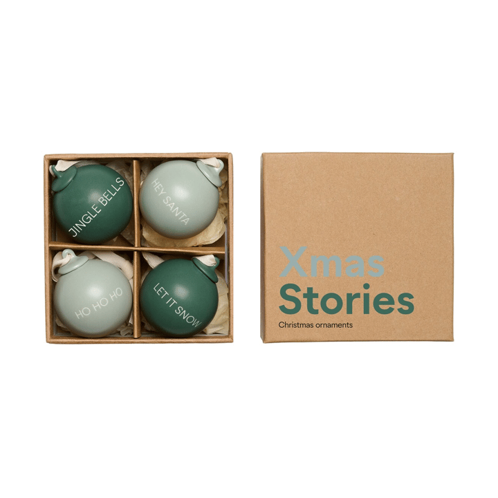 XMAS Stories julgranskula Ø4 cm 4 delar, Dark green-dusty green Design Letters