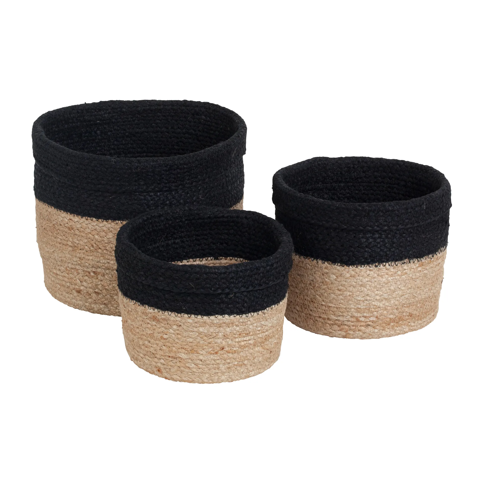 Elin förvaringskorg 3-pack, Natur-svart Dixie