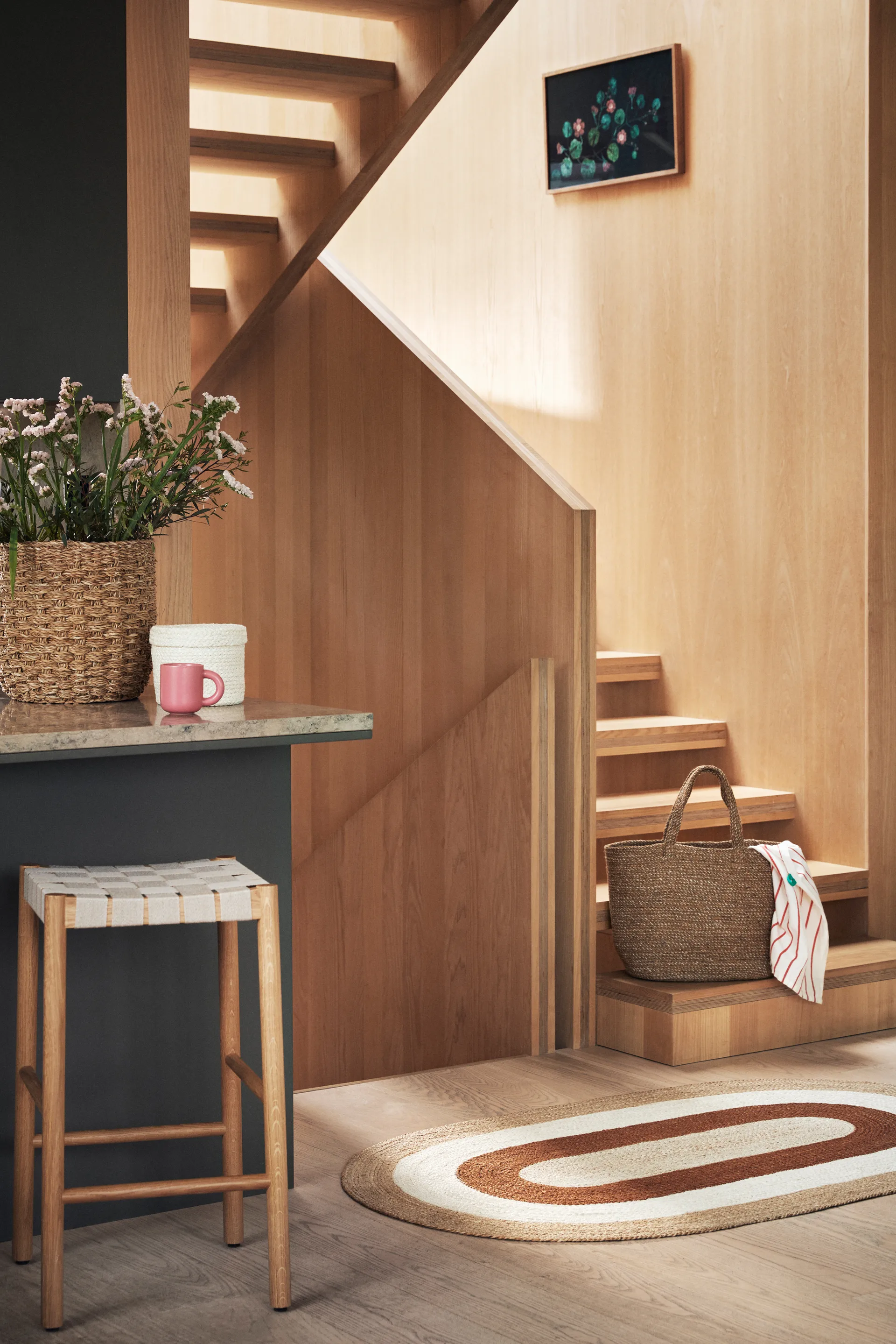 Elin striped oval jutematta 92x150 cm, Brick Dixie