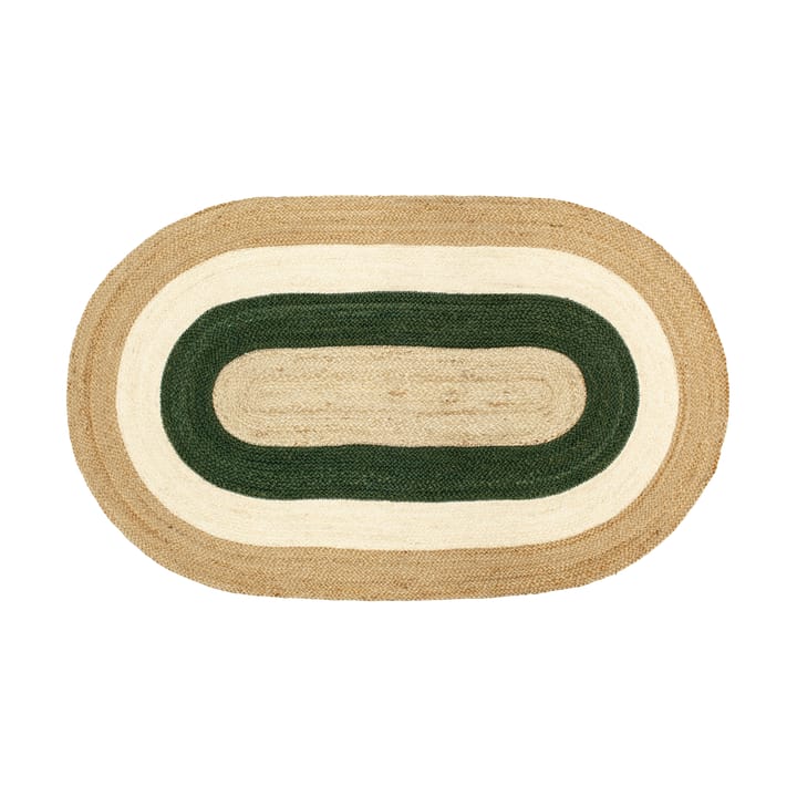 Elin striped oval jutematta 92x150 cm, Green Dixie