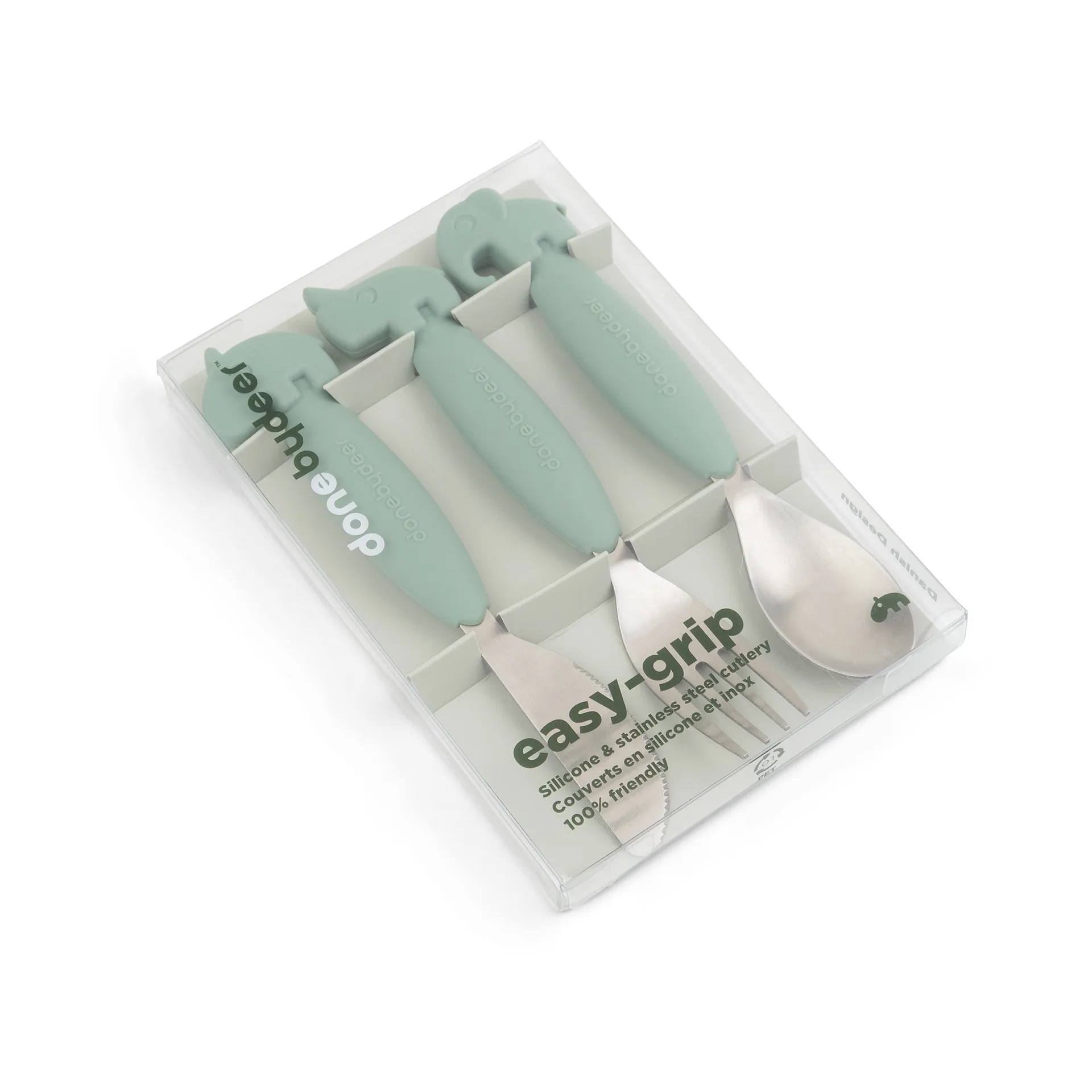 Deer Friends Easy-grip bestickset 3 delar, Green Done by deer