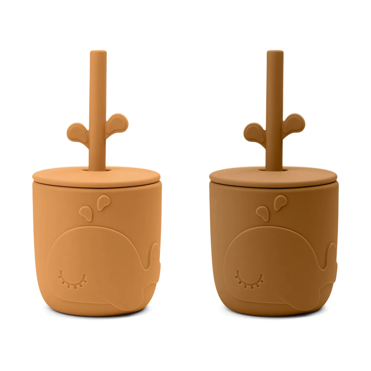 done by deer wally mugg med peekaboo sugrör 2-pack mustard