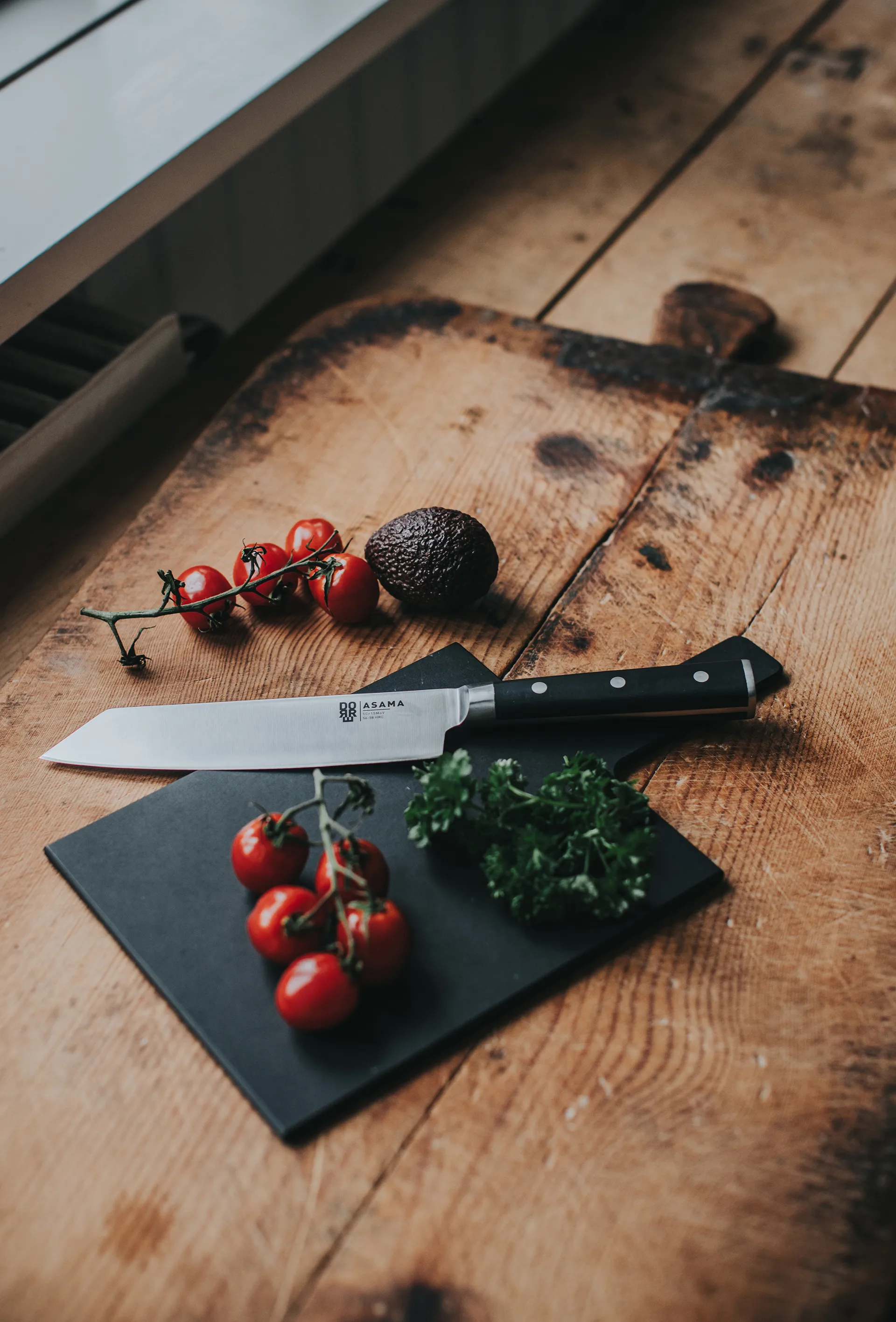 Asama Kiritsukekniv, Rostfritt stål, svart, 33 cm Dorre