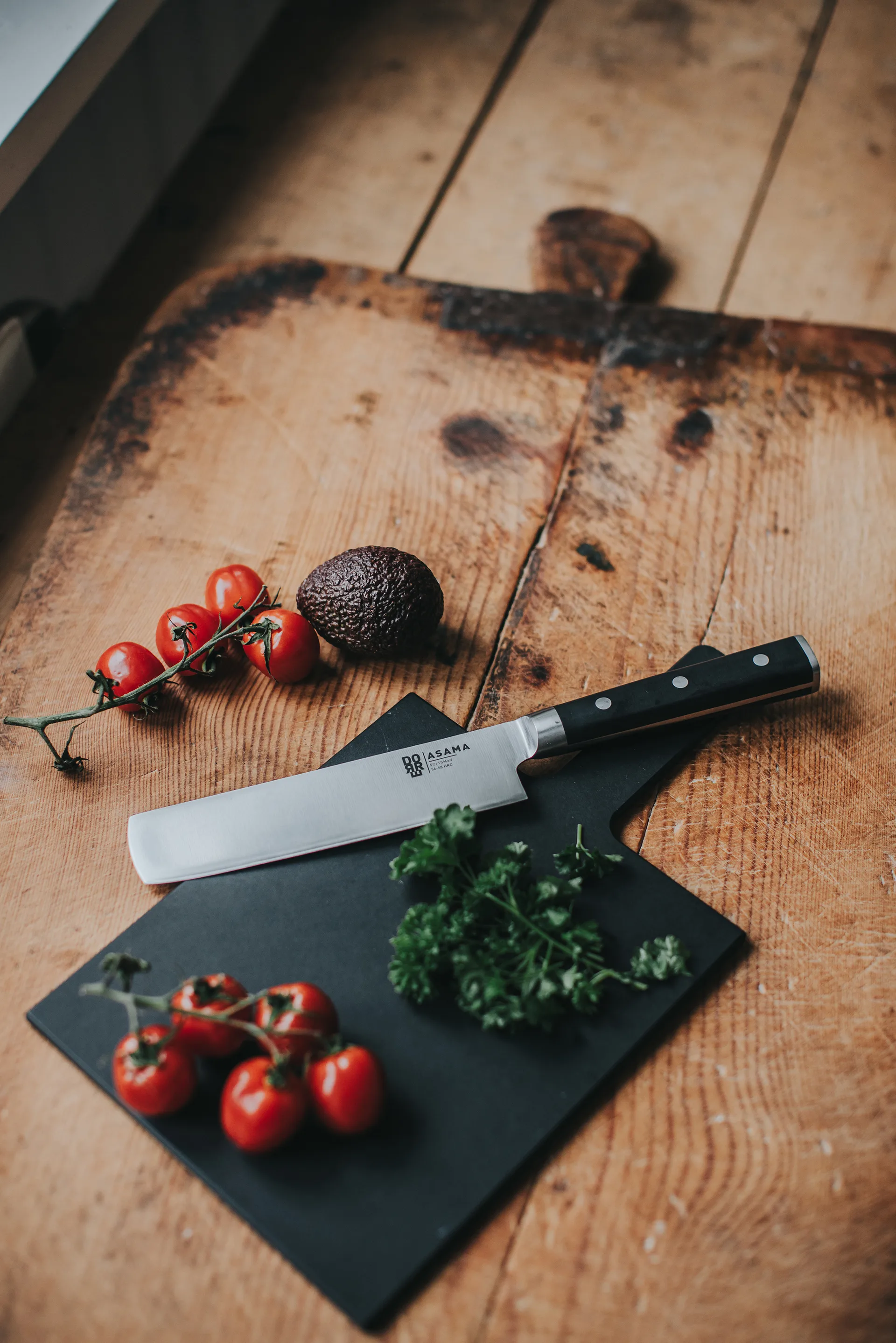 Asama Nakiri grönsakshacka, Rostfritt stål, svart, 31 cm Dorre