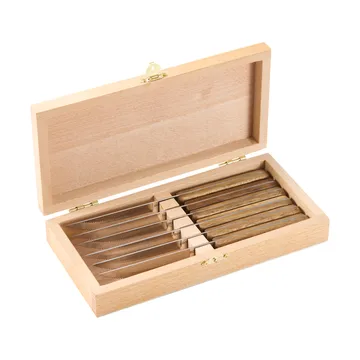 BBQ stekkniv - Rostfritt stål, 6-pack, trälåda akacia, 22,5x2 cm - Dorre